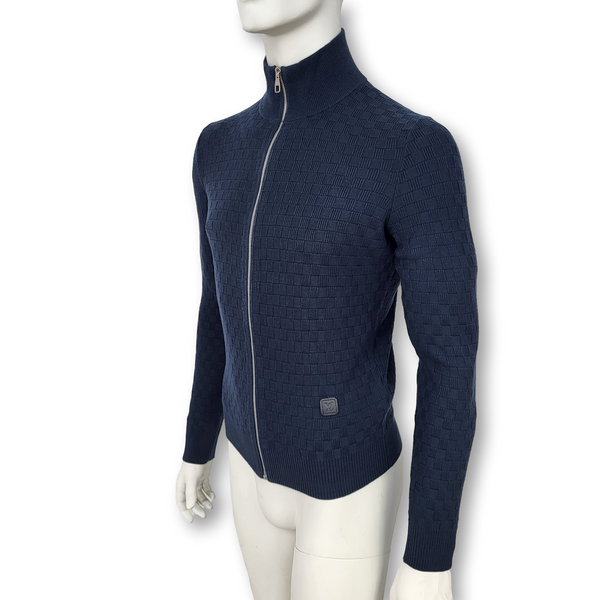 Louis Vuitton Blue Cities Jacquard Knit Half Zip Sweater L Louis Vuitton