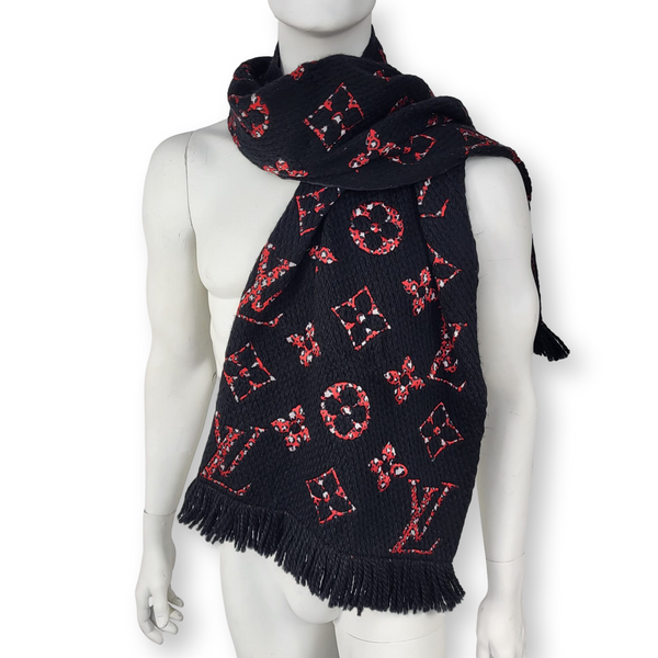 Louis Vuitton Logomania Shine Wool Scarf Red Lurex (M75832) For