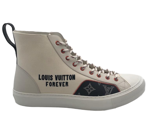 Louis Vuitton Men's Beige Canvas LV Tattoo Sneaker Boot – Luxuria Co.