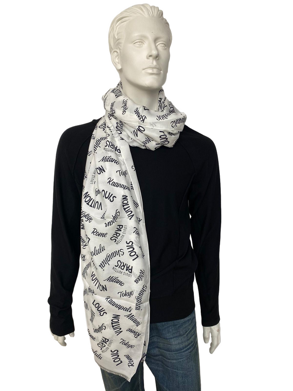 Louis Vuitton Men's Wool & Alpaca Damier Graphite Map Scarf – Luxuria & Co.