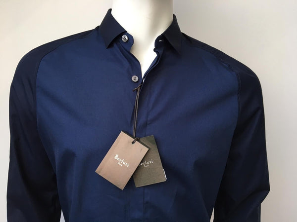 Louis Vuitton Men's Blue & Black Cotton Stripe Dress Shirt