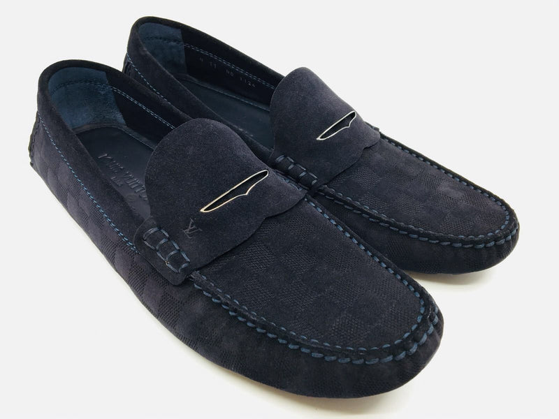 Louis Vuitton Men's Navy Suede Damier Shade Car Shoe Loafer – Luxuria \u0026 Co.