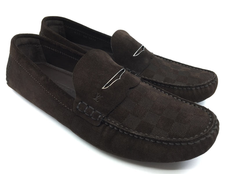 Louis Vuitton Men's Brown Suede Damier Shade Car Shoe Loafer – Luxuria \u0026 Co.