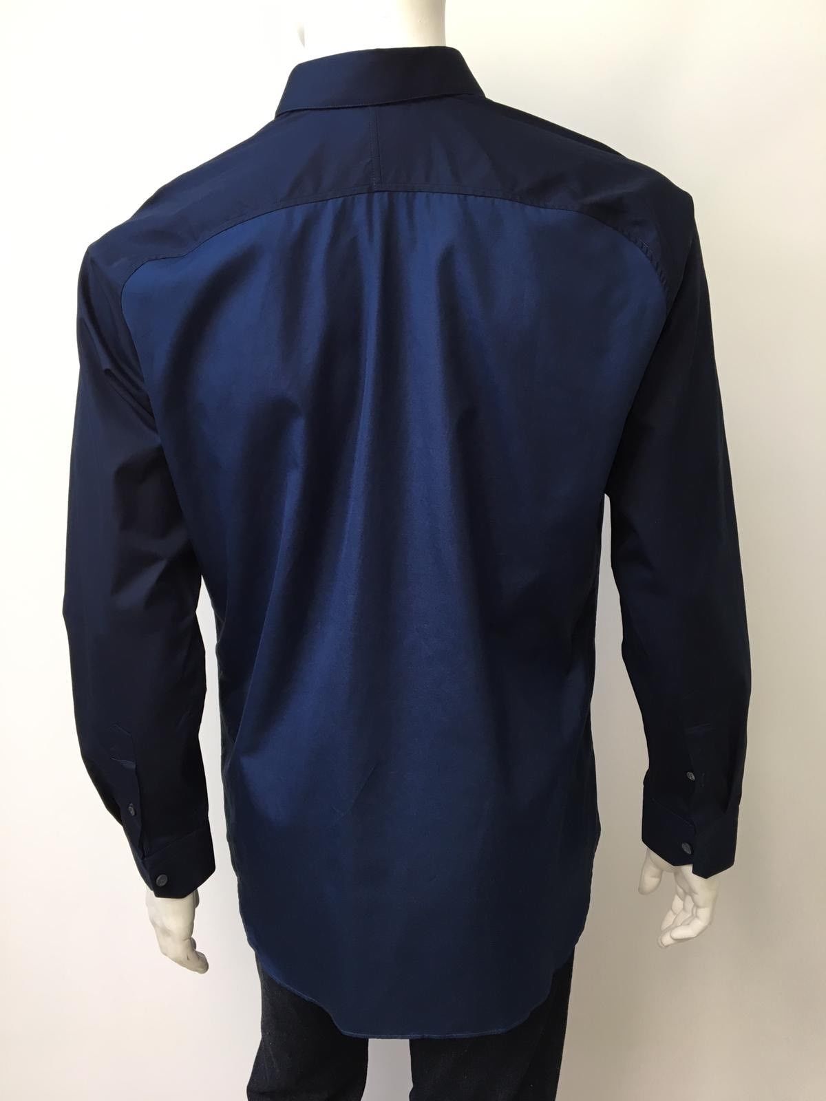 Berluti Men's Navy Cotton Bicolor Poplin Long Sleeve Shirt – Luxuria & Co.