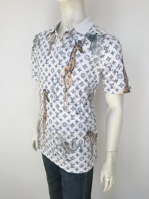 Louis Vuitton Men's Brown Cotton Chapman Giraffe T-Shirt size XS