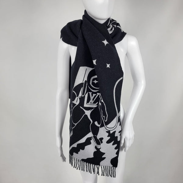 Louis Vuitton Logomania Anthracite Black Scarf - Luxury Helsinki