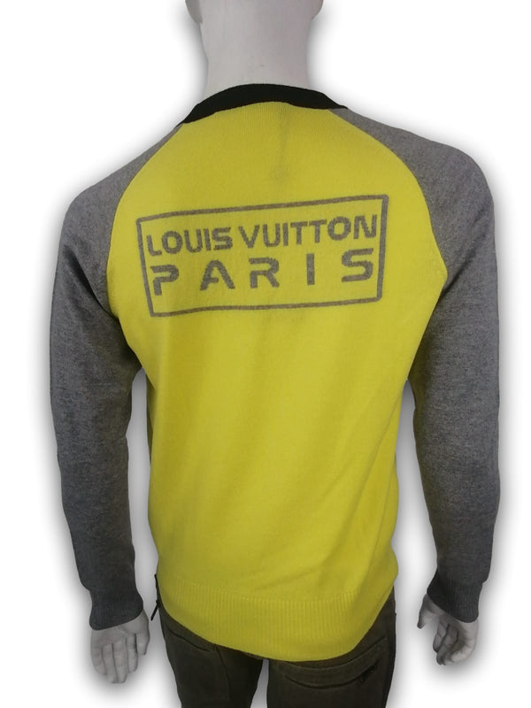 Louis Vuitton Men's Wool Cashmere Black & Blue Color Block Sweater