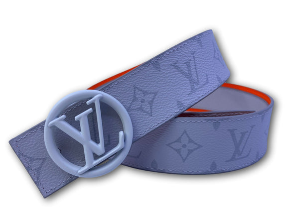 LOUIS VUITTON M9043U INITIALES REVERSIBLE MONOGRAM ECLIPSE 40MM WIDTH 90CM  LONG BELT WITH SILVER LV BUCKLE