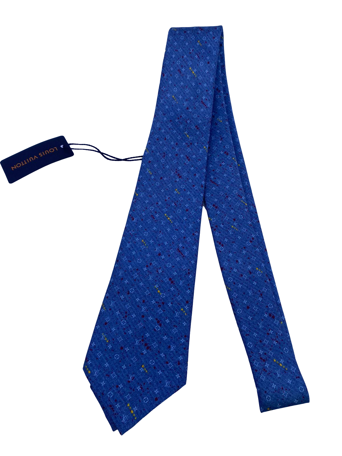 Louis Vuitton Men's 100% Silk Blue Monogram Paint Splash Tie – Luxuria ...