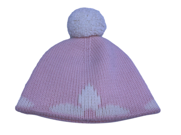 LOUIS VUITTON Knit Beanie Hat 100% Wool Purple Pink Monogram Flower LV Pom  Pom