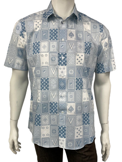 Louis Vuitton Grey & White Monogram Playing Card Printed Cotton Short  Sleeve Shirt L Louis Vuitton