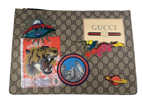 Gucci Men's Courrier Messenger Bag GG Coated Canvas With Applique ...