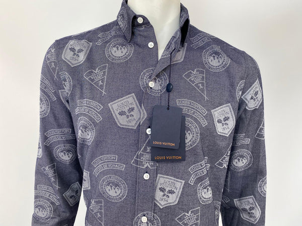 Louis Vuitton Men's Gray Cotton Button Down Emblem Shirt – Luxuria & Co.