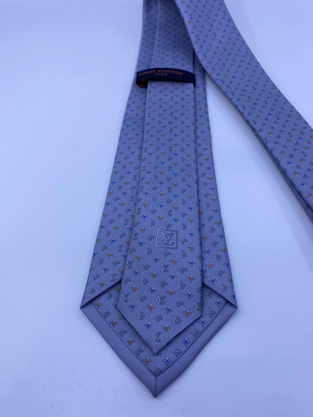 Louis Vuitton Men's Light Blue 100% Silk Monogram Tie – Luxuria & Co.