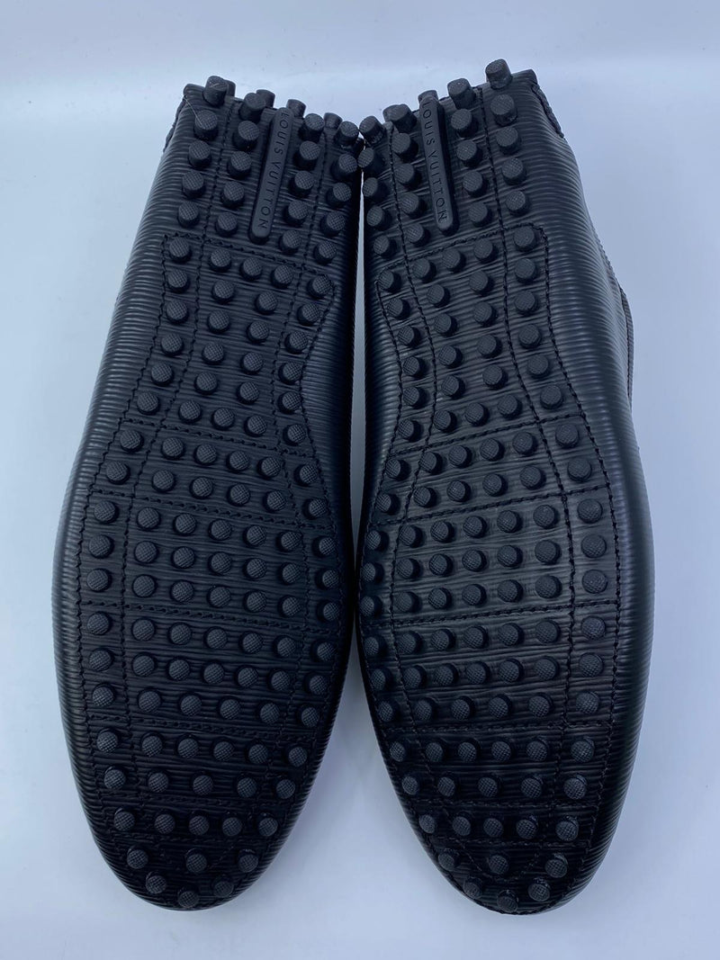 Louis Vuitton Men's Black Epi Leather Hockenheim Moccasin Open Back ...