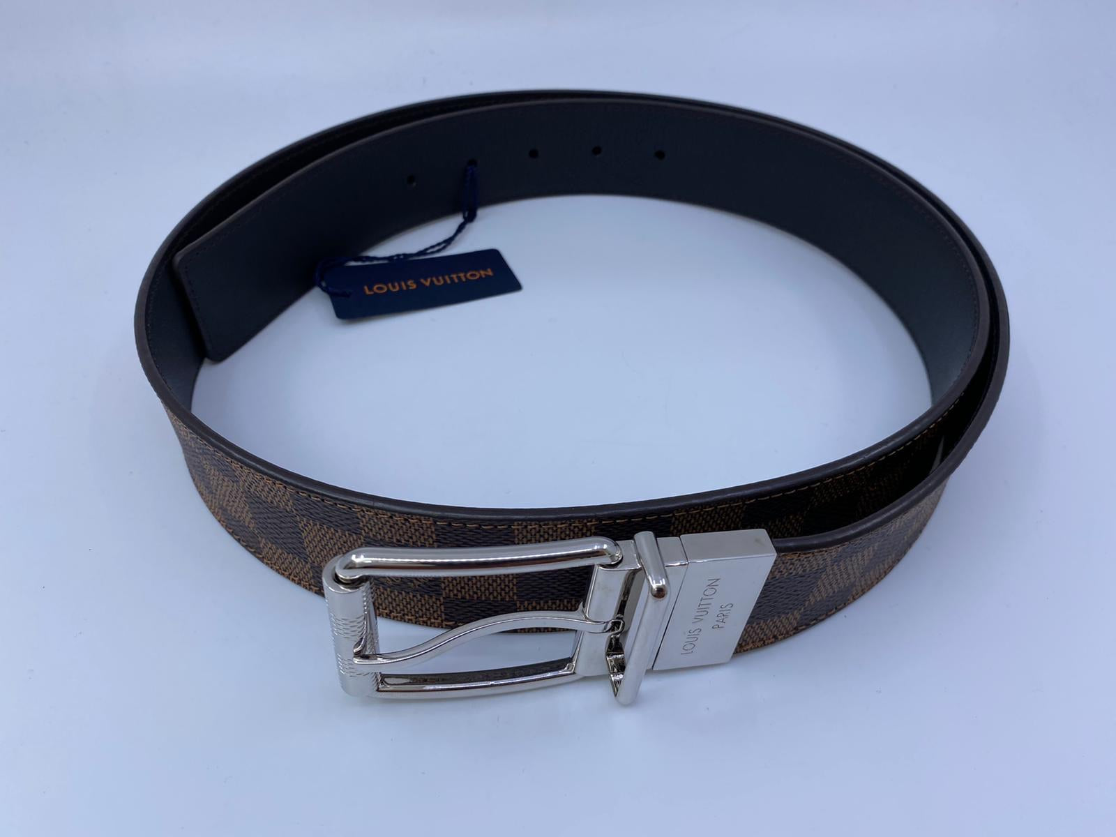 Louis Vuitton Men's Brown Reversible Damier Ebene Canvas Belt – Luxuria ...