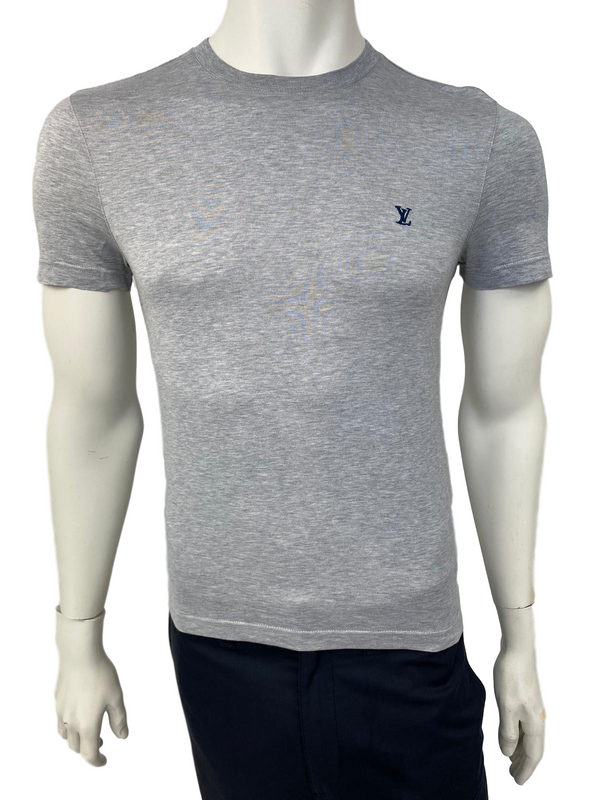 Louis Vuitton Men's Navy Cotton Spotted Denim Front T-Shirt