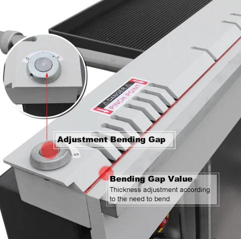 how to set the bending beam gap value from the clamping bar against the sheet metal thickness
