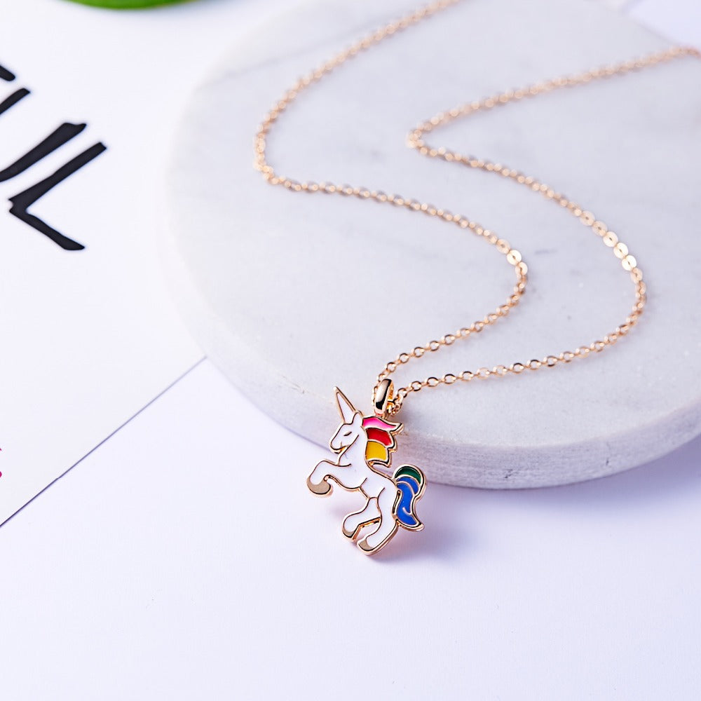 The Sparkle Is Real Enamel Unicorn Pendant Necklace - 100 Unicorns
