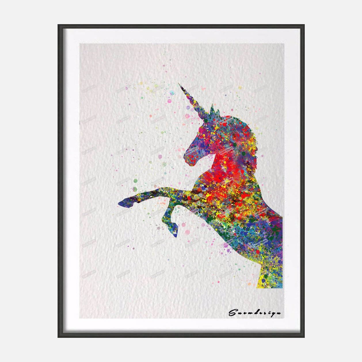 Download Watercolor Rainbow Unicorn Canvas Wall Print 100 Unicorns
