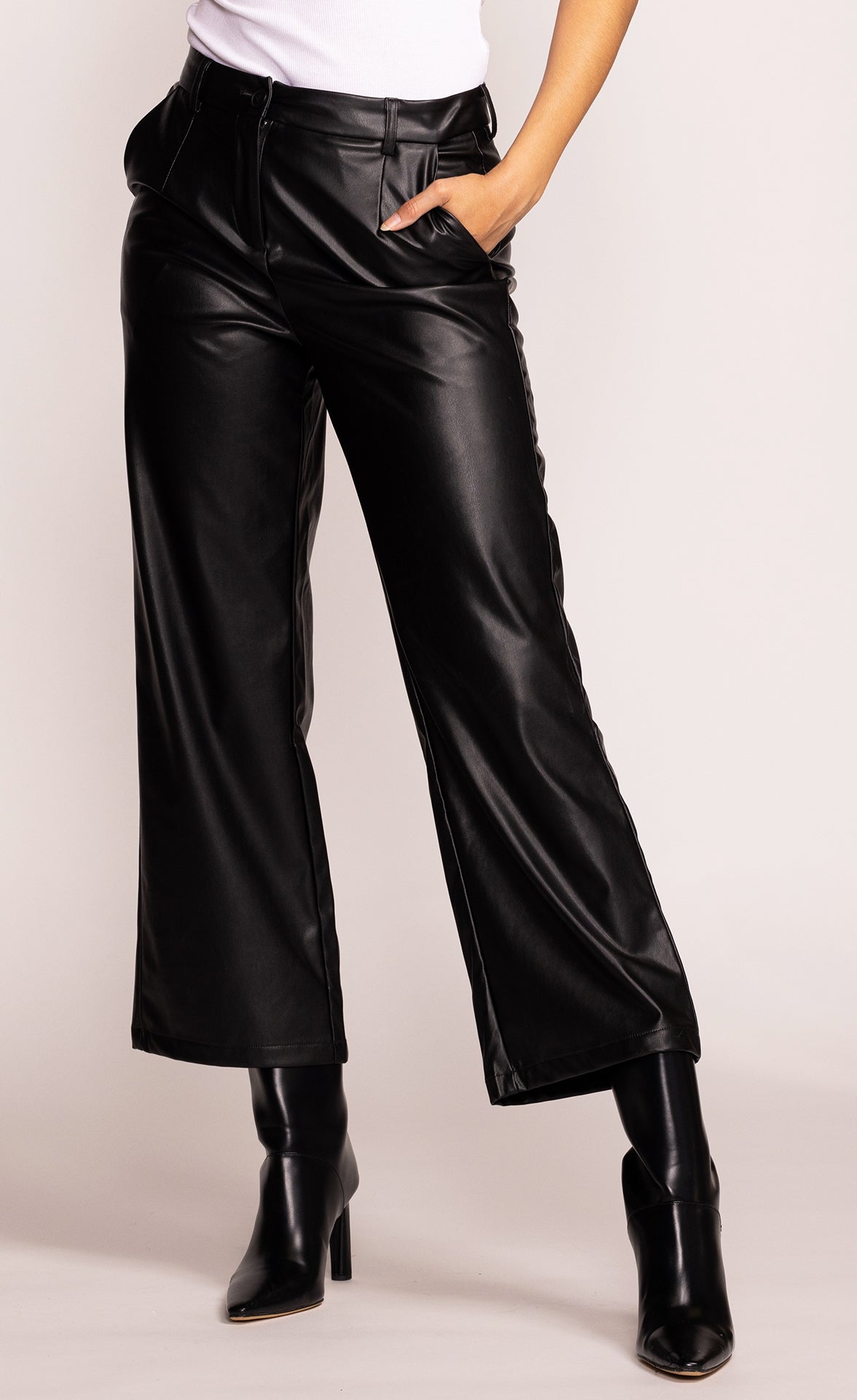 Night Walk Leather Pants White - Pink Martini Collection