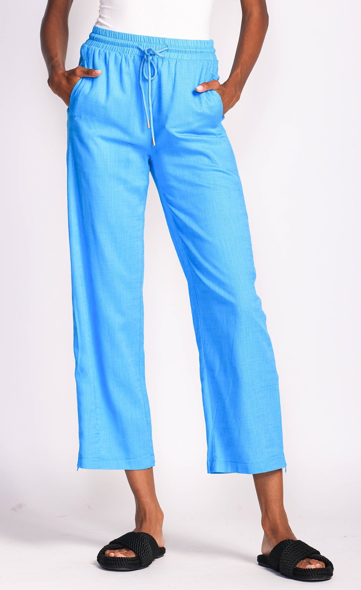 Slim Trouser Ankle Pants - Light Blue Heather Blue