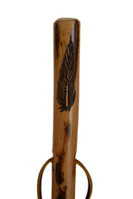 Feather Carving on Walking Stick, Hardwood Hiking Staff with Feather C ...