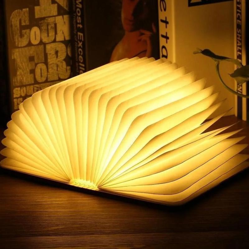 Lampe de table design livre en bois