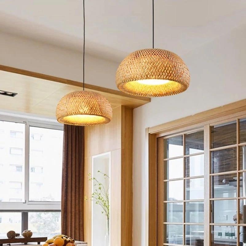 Lampe suspendue - abat-jour en bambou