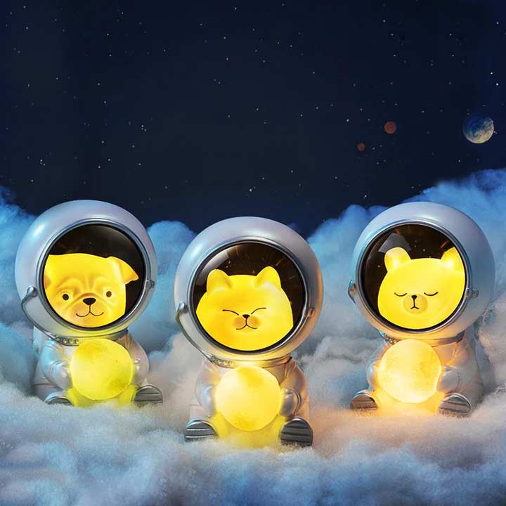 Petite veilleuse chat astronaute • Veilleuse