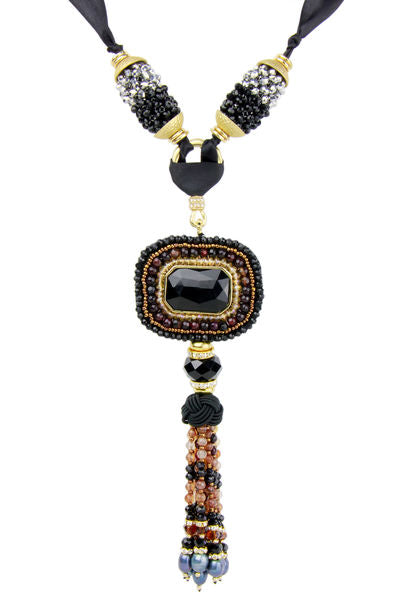 Tribal Tassel Ribbon Statement Necklace