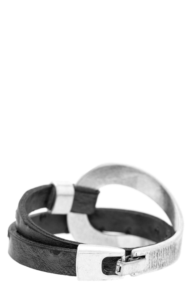 Saachi Style Flaunt Double Wrap Leather Bracelet - Black