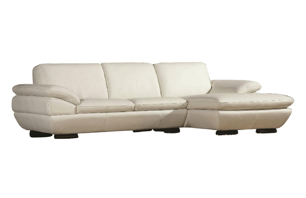Enrico White Leather Sectional Sofa (Left Facing Chaise)-Buy ($3218) in