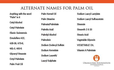 Alternate Names for Palm Oil on ingredient lists