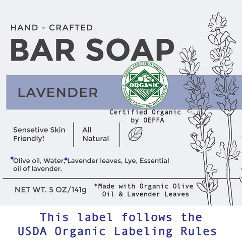 Example of correct organic soap label