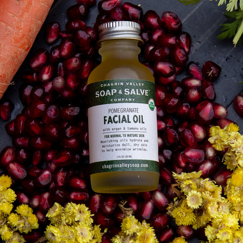 Natural Organic Facial Oils with Pomegranite,  Argan and Tamanu Oils