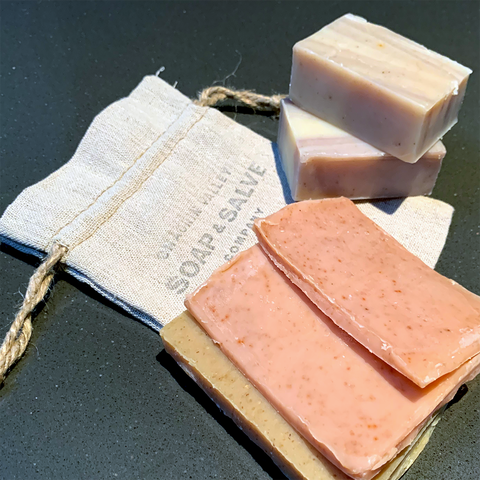 Natural Soap Scraps for Purse and Travel in Cotton Bag