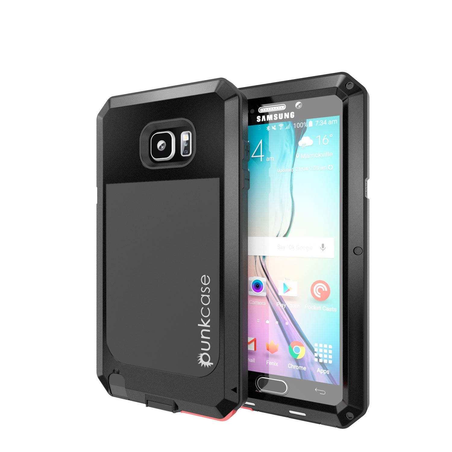 Note 5 Case, Punkcase® METALLIC Series BLACK w/ TEMPERED GLASS | Aluminum Frame