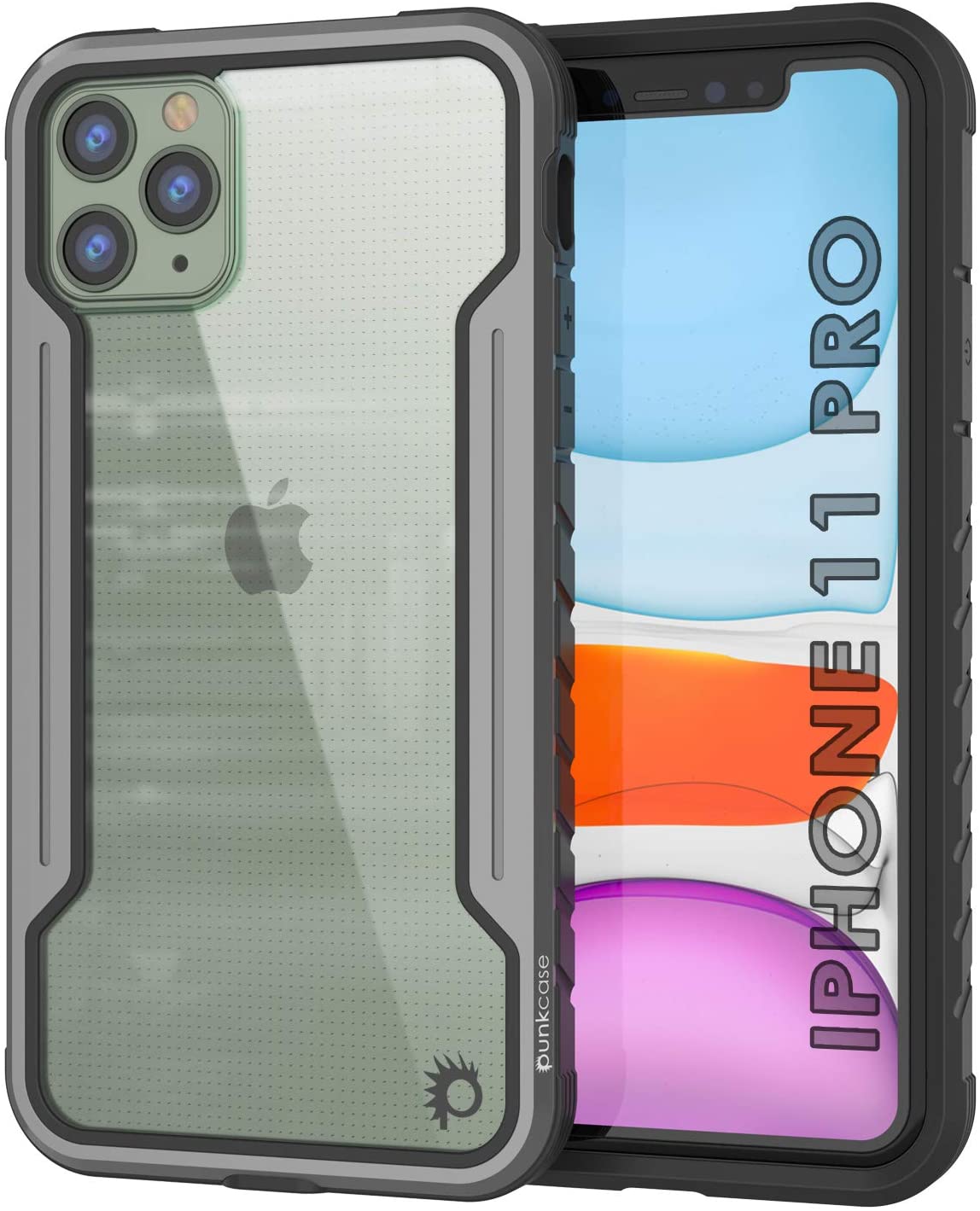 Punkcase iPhone 11 Pro ravenger Case Protective Military Grade Multilayer Cover [Grey-Black]