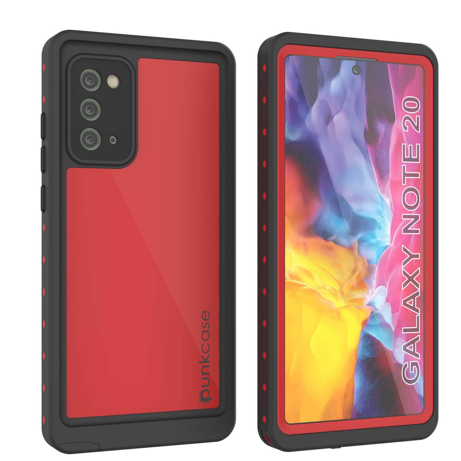Galaxy Note 20 Waterproof Case, Punkcase Studstar Red Series Thin Armor Cover