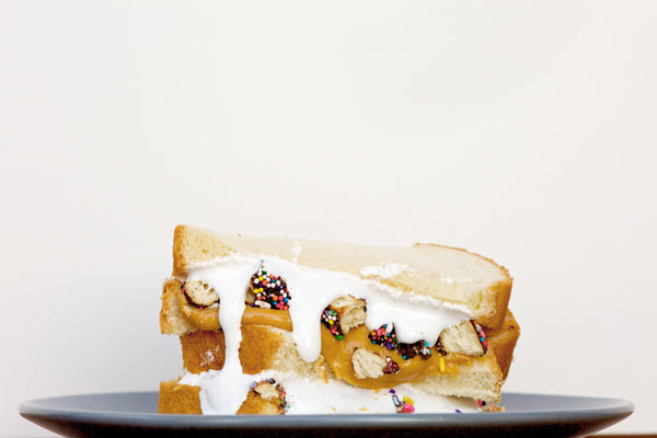  Fluffernutter Sandwiches with Sprinkles and Pretzels