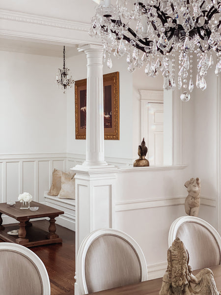 French victorian all white dining room 