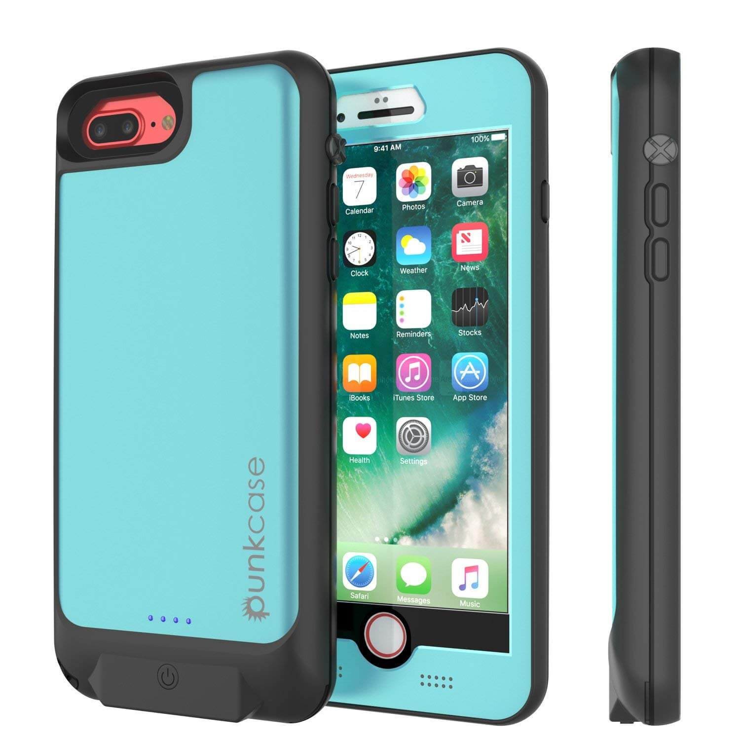 PunkJuice iPhone 8+/7+ Plus Battery Case Teal - Waterproof Slim Power Juice Bank with 4300mAh