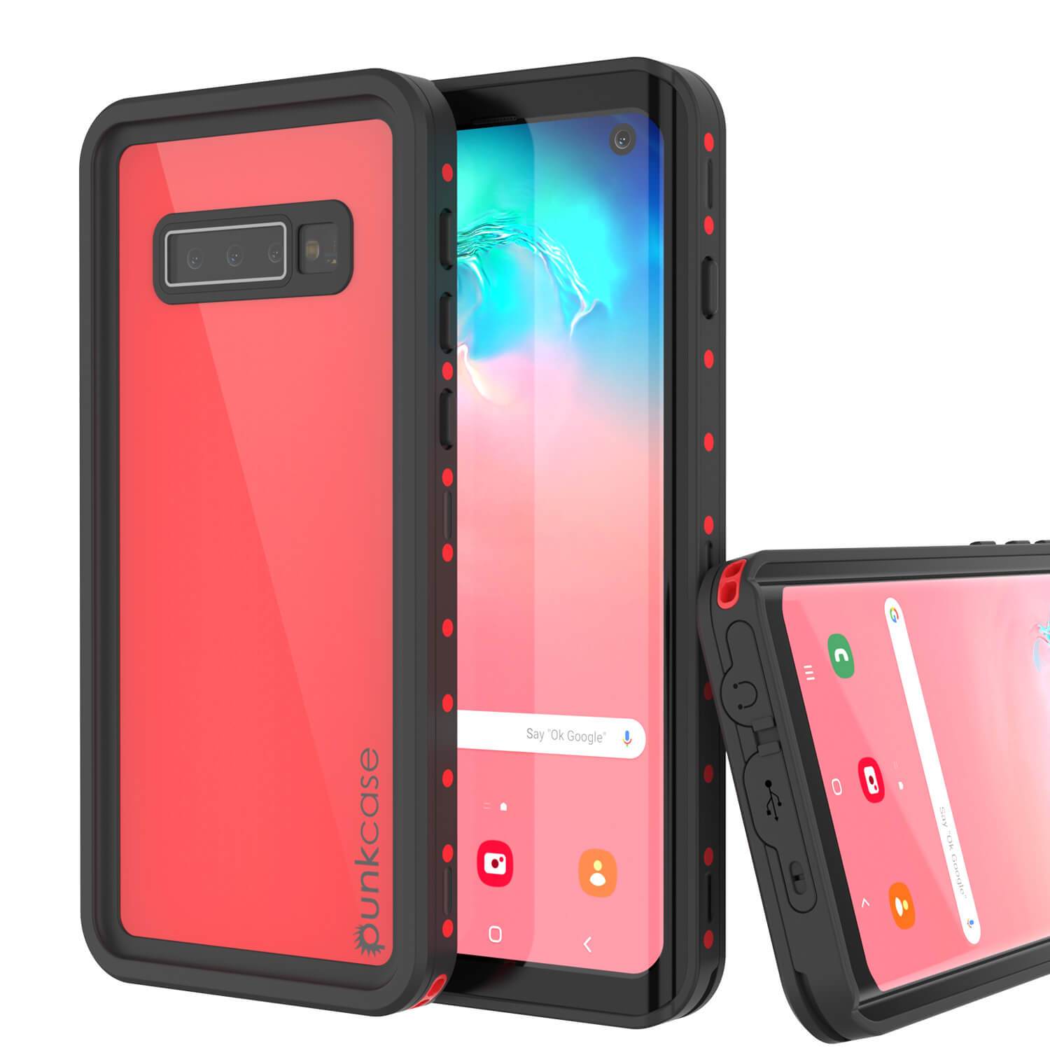Galaxy S10 Waterproof Case PunkCase StudStar Red Thin 6.6ft Underwater IP68 Shock/Snow Proof