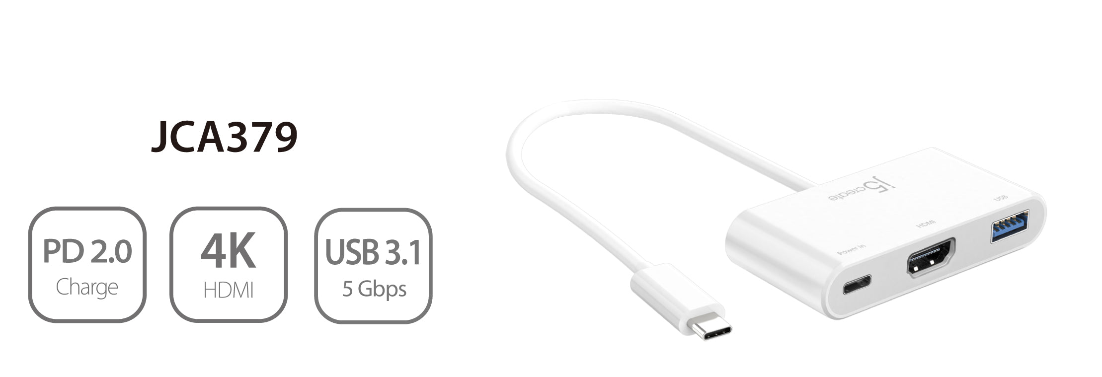 USB-C® to HDMI™ & USB™ 3.0 with Power Delivery – j5create
