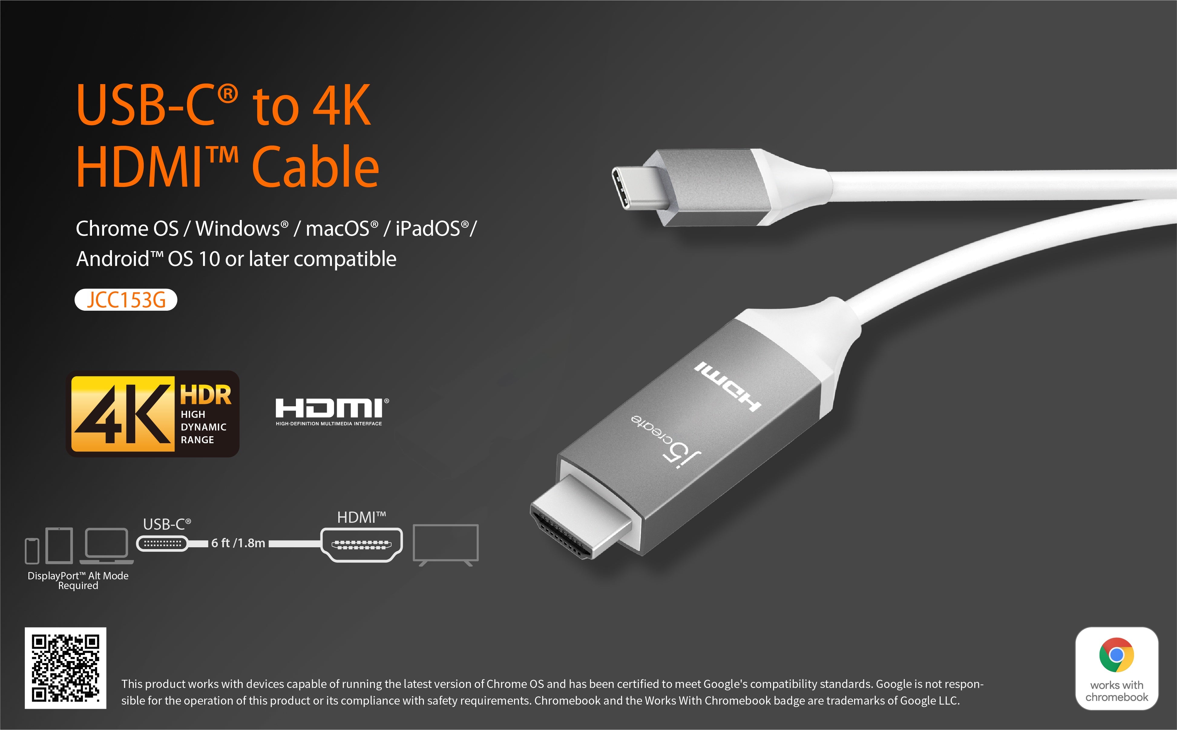 AirSky Adaptateur USB-C Vers HDMI 4K Ultra HD - HDTV Câble Haute
