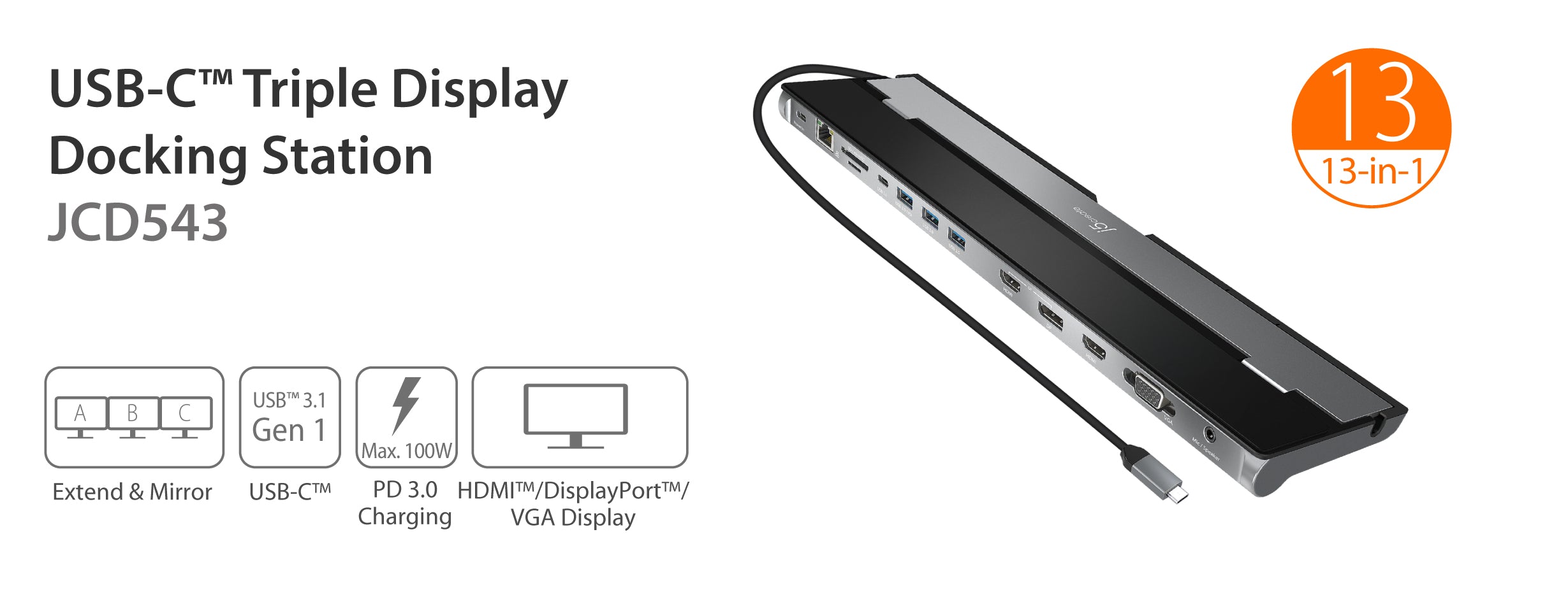 j5create  JCD543 USB-C™ Triple Display Docking Station – j5create