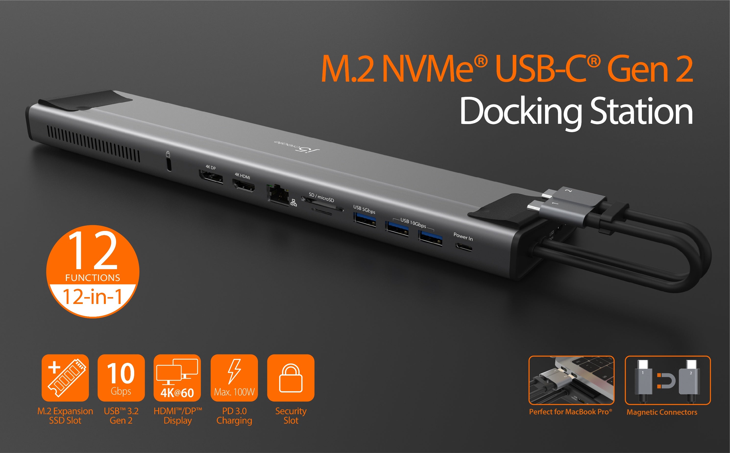 M.2 NVMe/PCIe SSD docking station, USB-C 3.2 Gen2