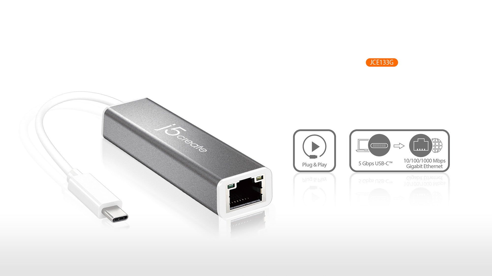 JCE133G USB-C™ to Gigabit Ethernet Adapter