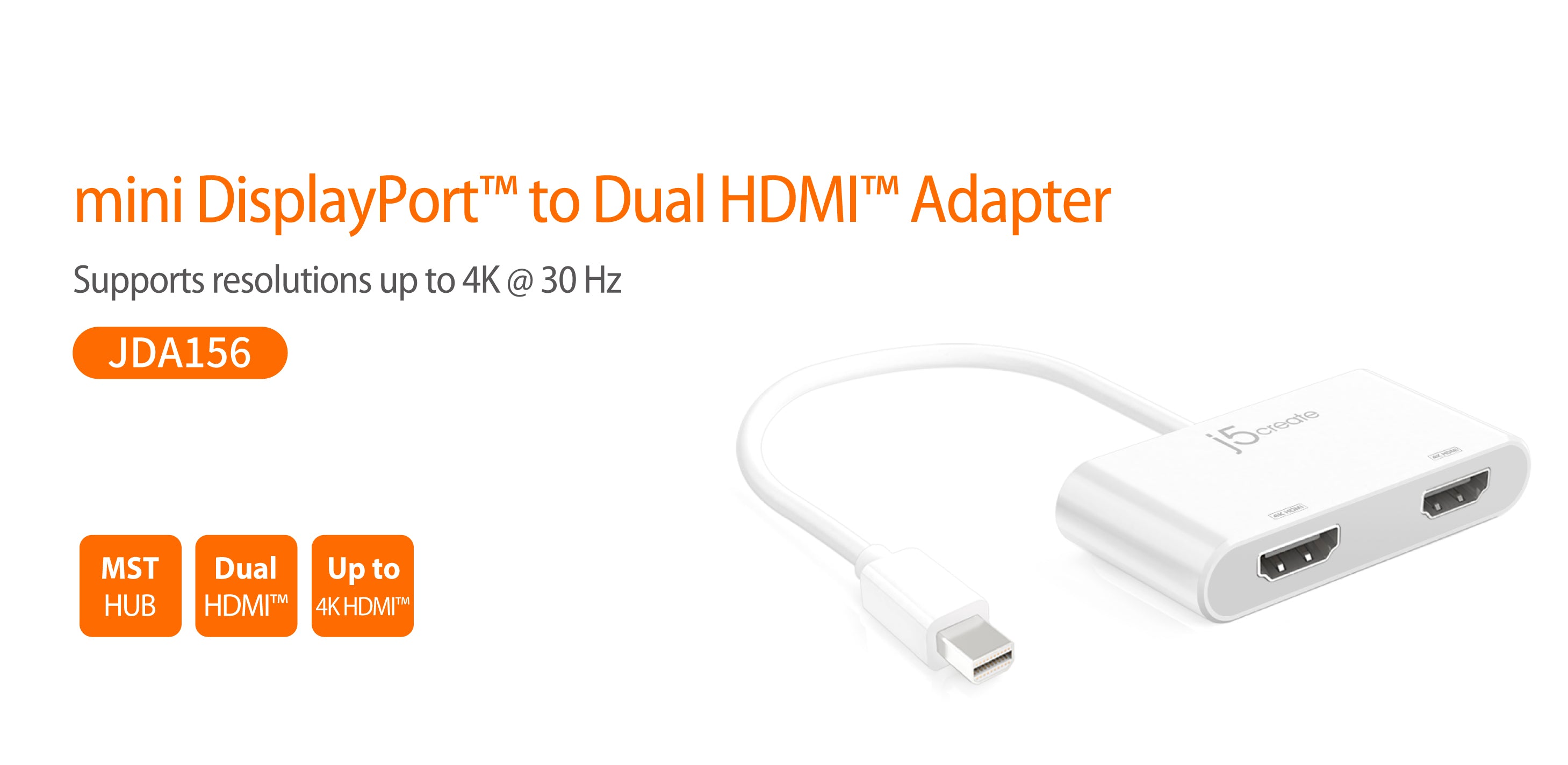 Mini DisplayPort™ 1.2 to Dual HDMI® MST Hub - 4K